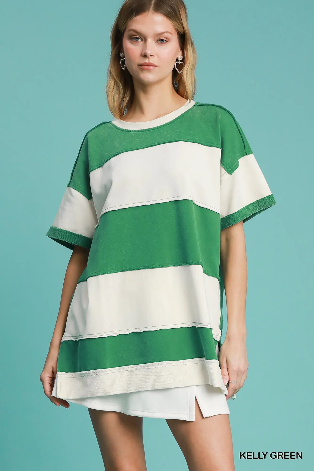 Umgee Mineral Wash ColorBlock Tunic Dress - Tigbul's Variety Fashion Shop