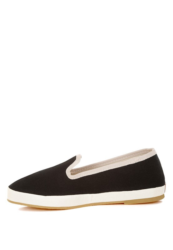 Moshka Round Toe Canvas Slip-On Loafers - Tigbul's Variety Fashion Shop