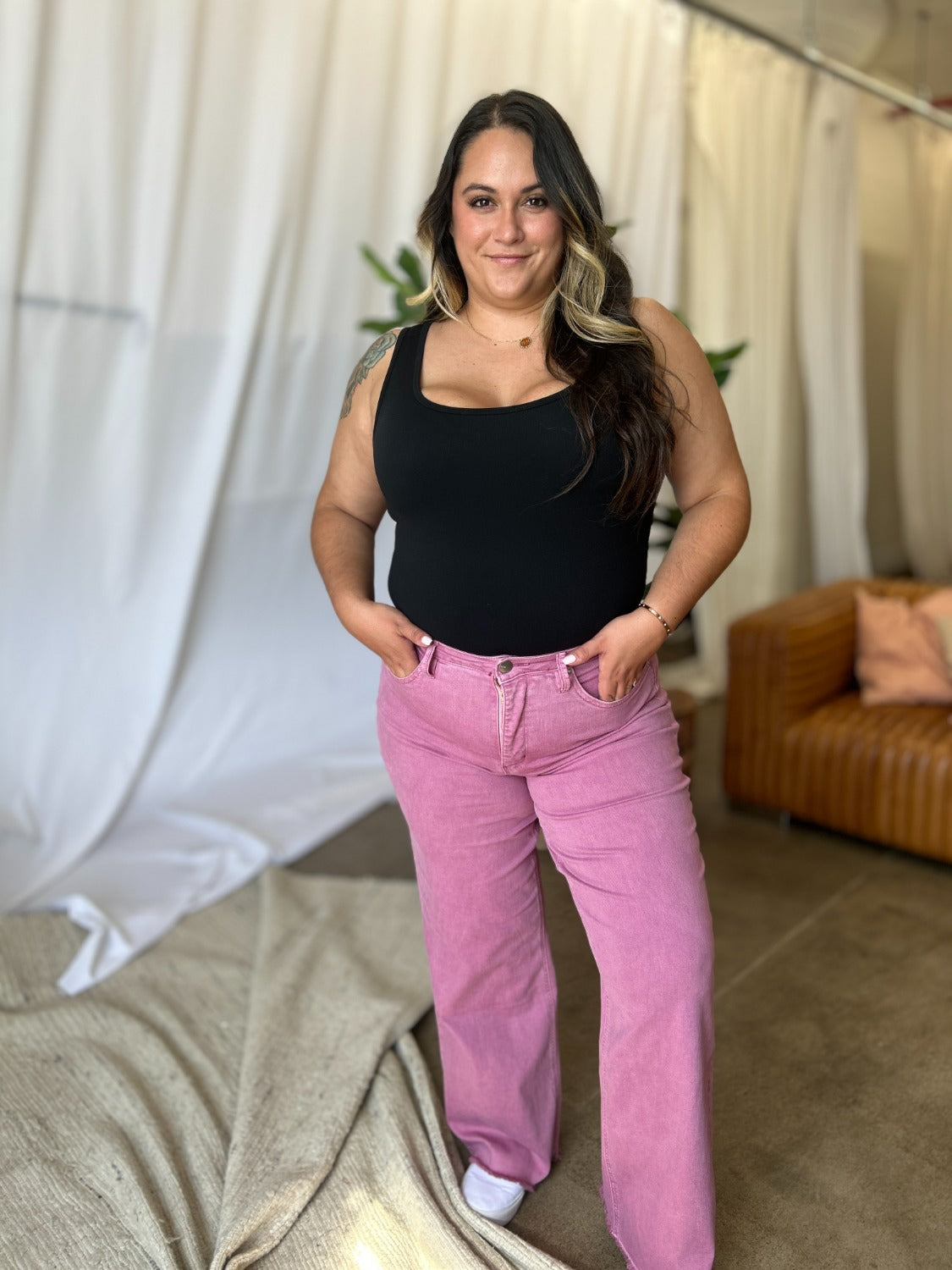 RFM Full Size High Rise Garment Dye Wide Leg Jeans - Tigbul's Variety Fashion Shop