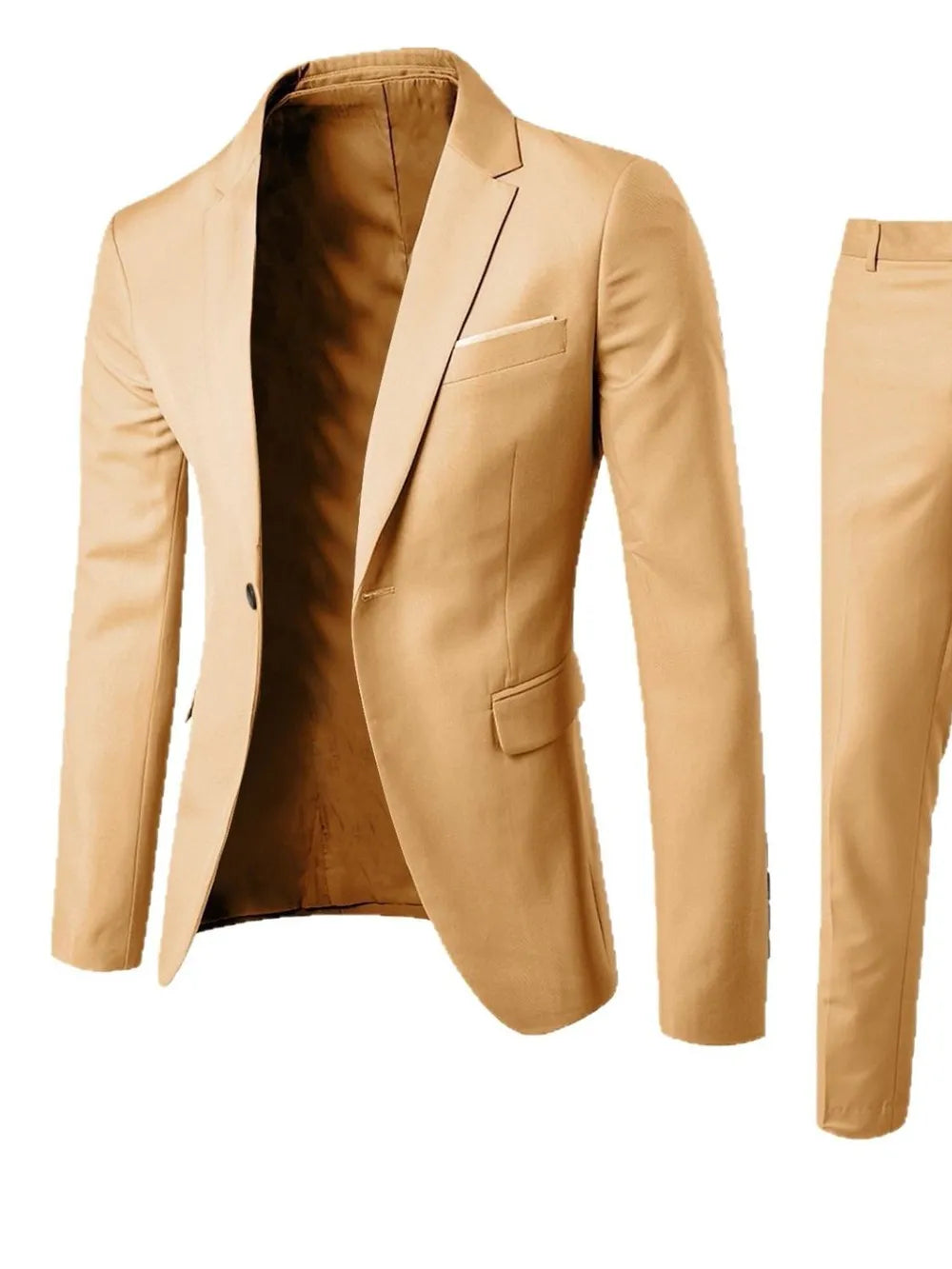 Men's Full Size Slim Fit One Button Top and Pants Two-Piece Blazer Set Plus Size - Tigbul's Variety Fashion Shop