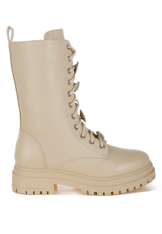 Nimba Rhinestone jeweled Chunky Boots - Tigbul's Variety Fashion Shop