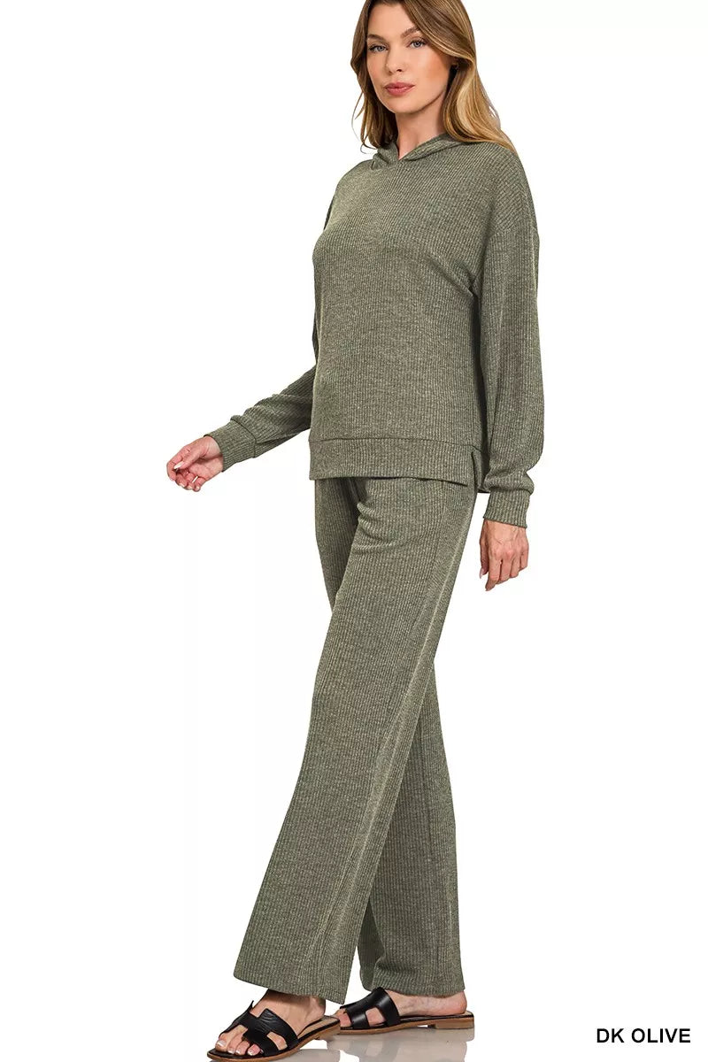 Zenana Ribbed Long Sleeve Hoodie - Tigbul's Variety Fashion Shop