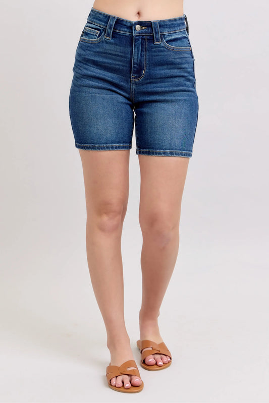 Judy Blue Full Size High Waist Bermudas Jeans W/ Back Flap Pockets Plus Size - Tigbul's Variety Fashion Shop