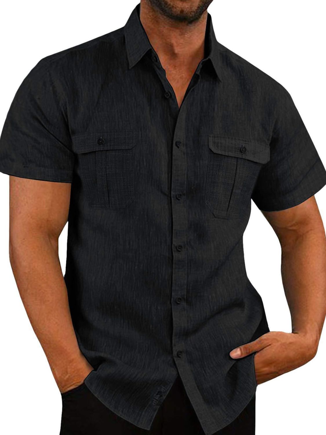 Men's Plus Size Collared Neck Short Sleeve Shirt - Tigbul's Variety Fashion Shop