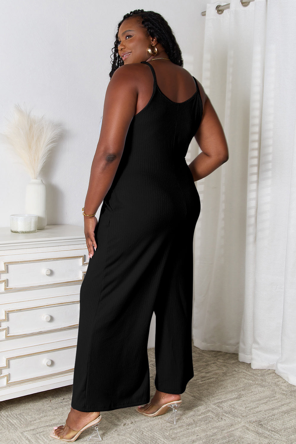 Spaghetti Strap V-Neck Jumpsuit - Tigbul's Variety Fashion Shop