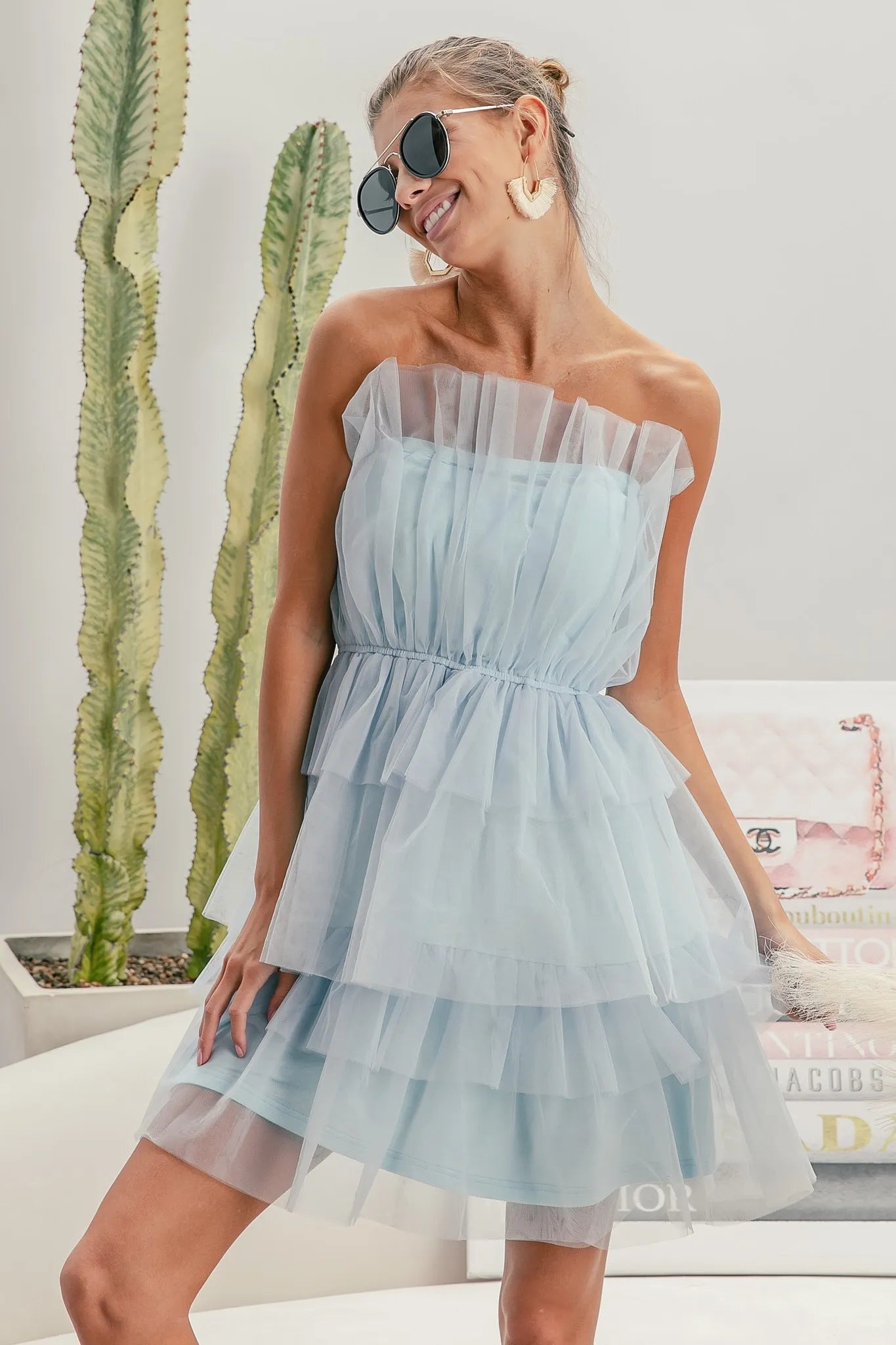 BiBi Sleeveless Layered Organza Dress - Tigbul's Variety Fashion Shop