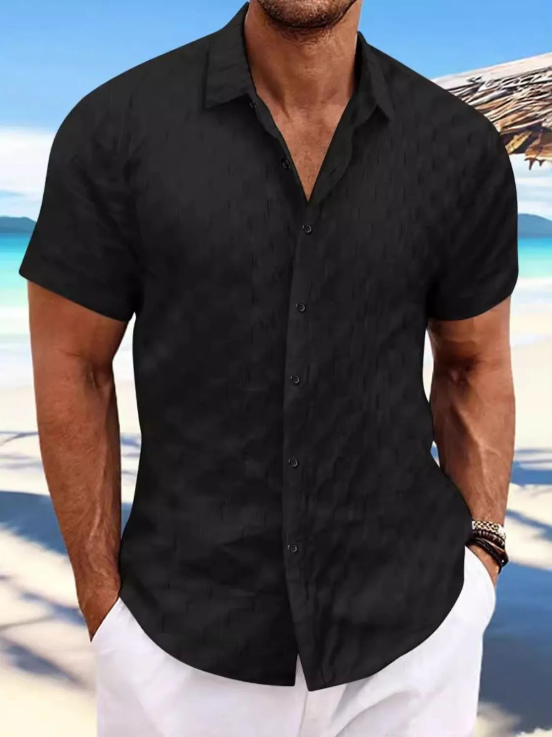 Men's Full Size Button Up Short Sleeve Shirt Plus Size - Tigbul's Variety Fashion Shop
