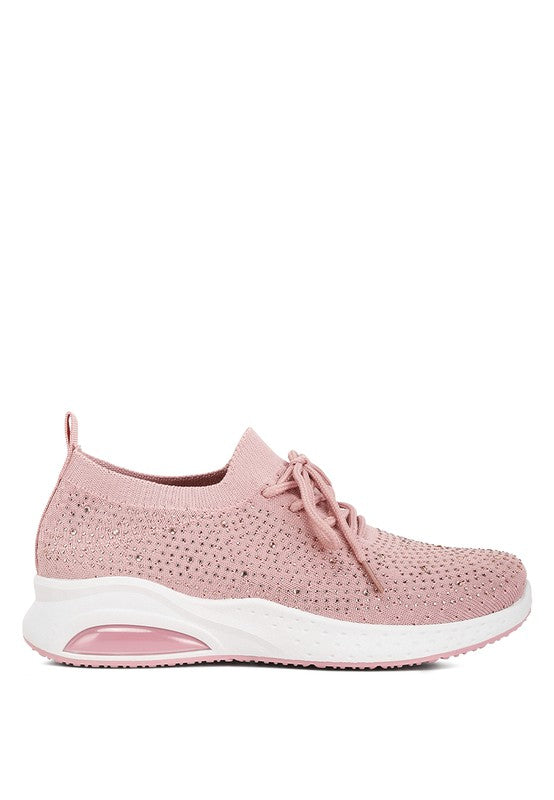 Elizha Stud Embellished Lace Up Sneakers - Tigbul's Variety Fashion Shop