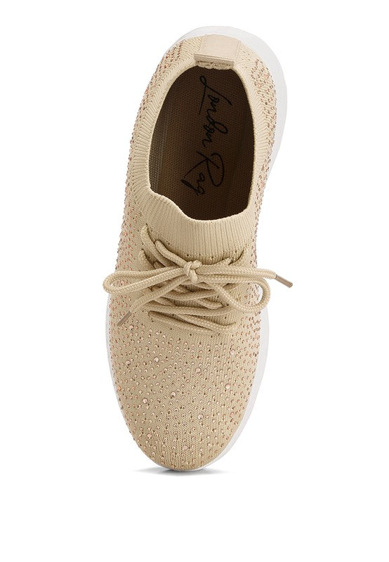 Elizha Stud Embellished Lace Up Sneakers - Tigbul's Variety Fashion Shop