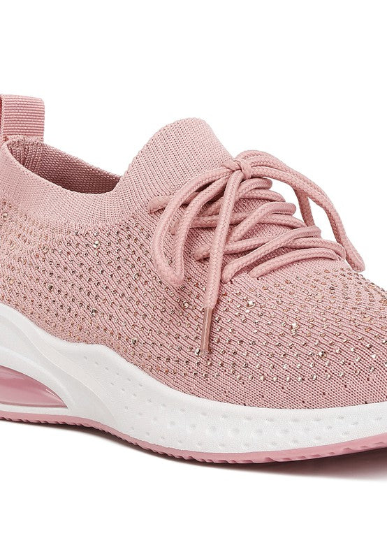 Elizha Stud Embellished Lace Up Sneakers - Tigbul's Variety Fashion Shop