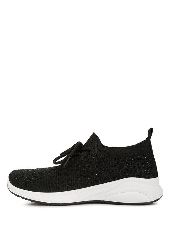 Elizha Stud Embellished Lace Up Sneakers - Tigbul's Variety Fashion Shop