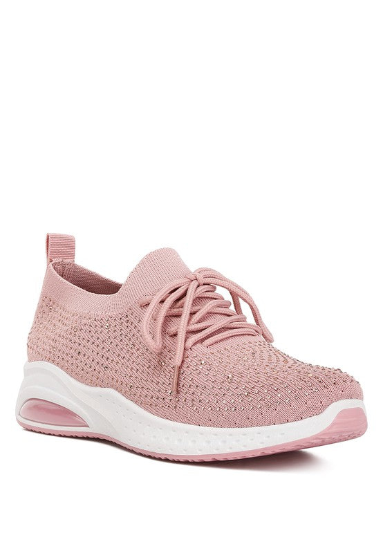 Elizha Stud Embellished Lace Up Sneakers - Tigbul's Variety Fashion Shop
