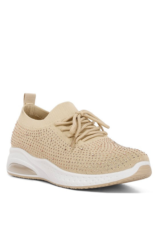 Elizha Stud Embellished Lace Up Sneakers - Tigbul's Variety Fashion Shop