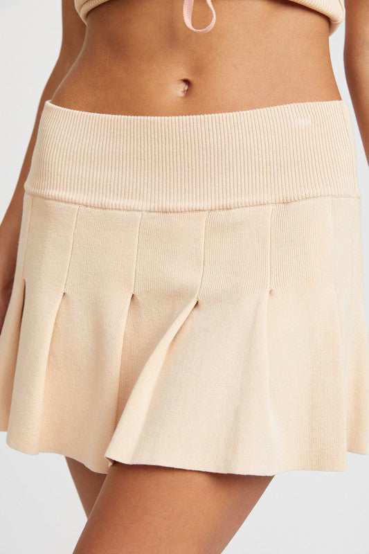 LOW WAIST PLEATED MINI SKIRT - Tigbul's Variety Fashion Shop