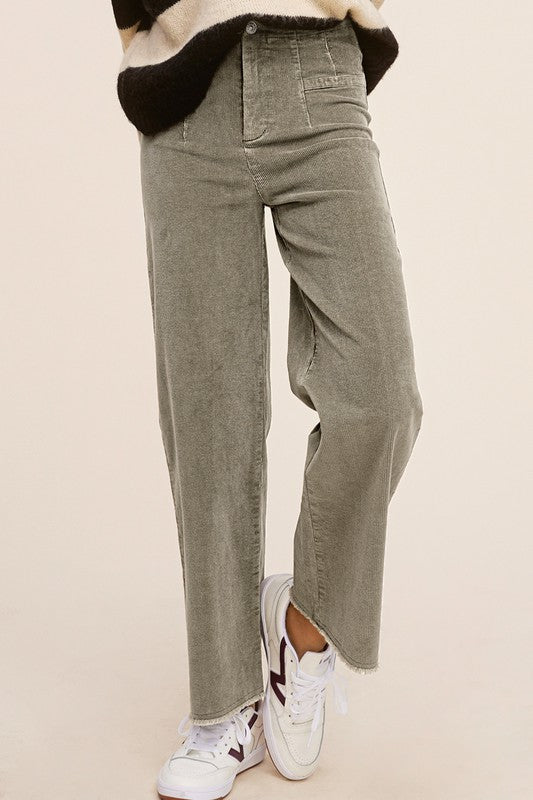 Candice Mineral Washed Corduroy Jean Pants - Tigbul's Variety Fashion Shop
