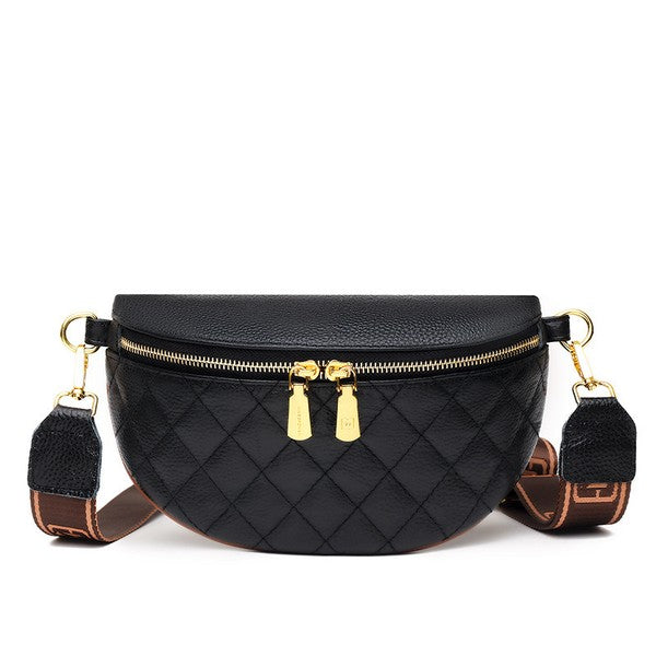 Myra Quilted Leather Crescent Sling Bag - Tigbul's Variety Fashion Shop