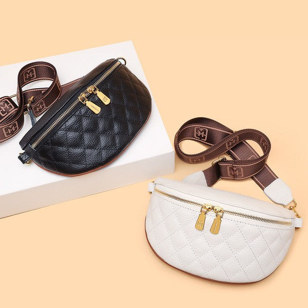 Myra Quilted Leather Crescent Sling Bag - Tigbul's Variety Fashion Shop