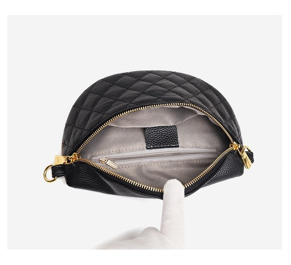 Myra Quilted Leather Crescent Sling Bag - Tigbul's Variety Fashion Shop