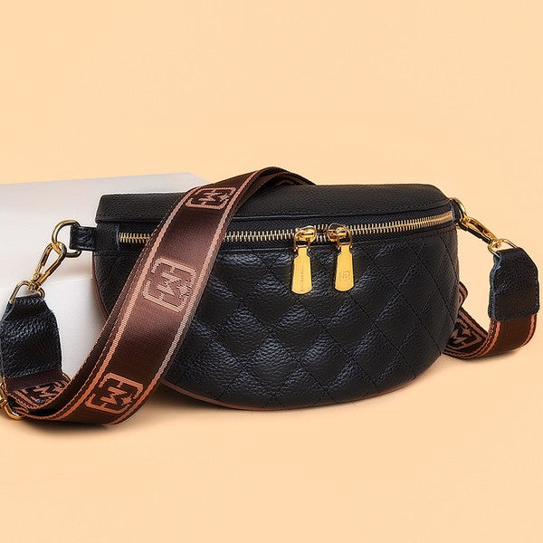 Myra Quilted Leather Crescent Sling Bag - Tigbul's Variety Fashion Shop