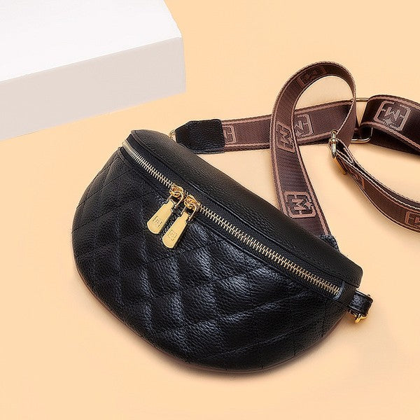 Myra Quilted Leather Crescent Sling Bag - Tigbul's Variety Fashion Shop