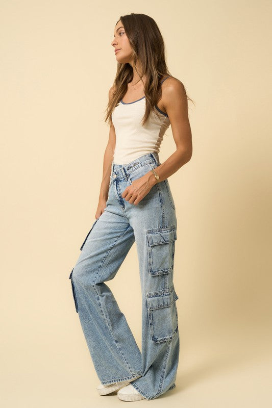 CROSSOVER RELAXED CARGO JEANS - Tigbul's Variety Fashion Shop