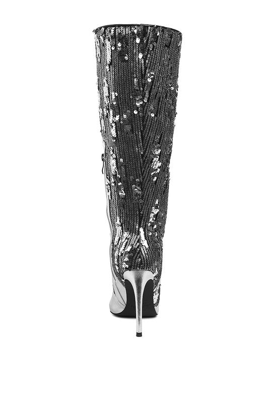 Sitarah Sequin Embellished Stiletto Long Boots - Tigbul's Variety Fashion Shop