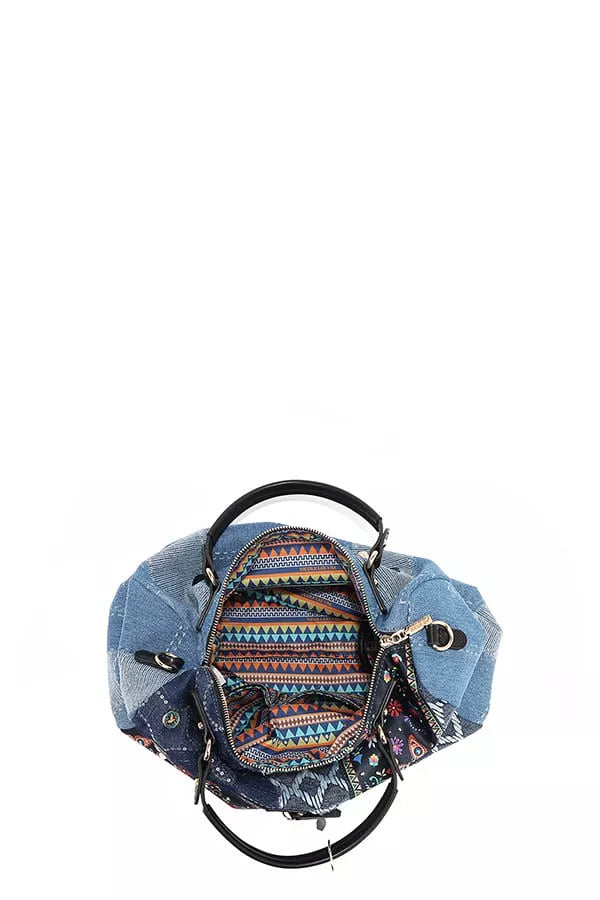 Nicole Lee USA Bosque De Amor Denim Boston Bag - Tigbul's Variety Fashion Shop