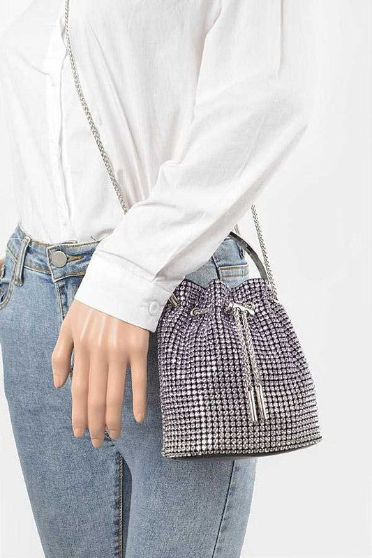 Rhinestone Top Handle Crossbody Swing Clutch Bag - Tigbul's Variety Fashion Shop