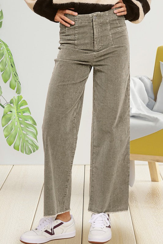 Candice Mineral Washed Corduroy Jean Pants - Tigbul's Variety Fashion Shop