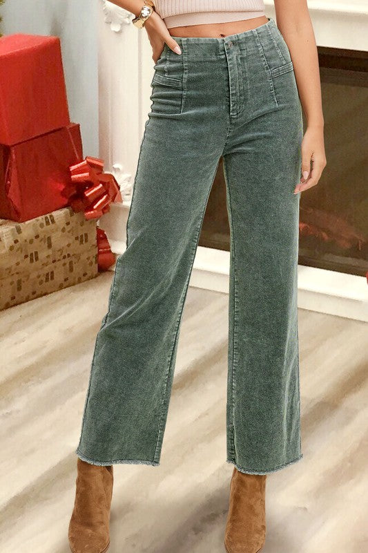 Candice Mineral Washed Corduroy Jean Pants - Tigbul's Variety Fashion Shop