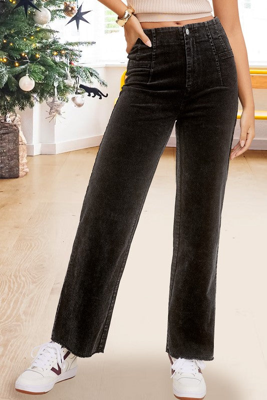 Candice Mineral Washed Corduroy Jean Pants - Tigbul's Variety Fashion Shop