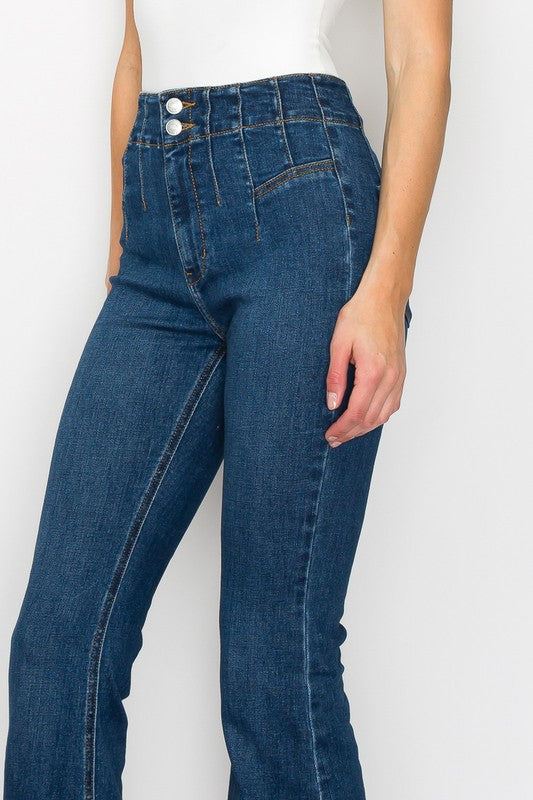 PLUS SIZE - HIGH RISE MODERN FLARE JEANS - Tigbul's Variety Fashion Shop