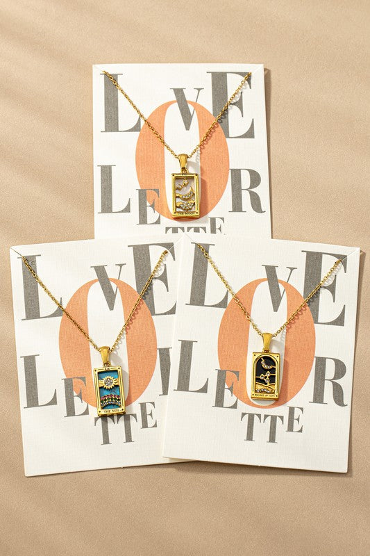water proof TARROT CARD NATURAL STONE NECKLACE - Tigbul's Variety Fashion Shop
