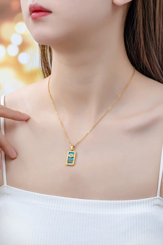 water proof TARROT CARD NATURAL STONE NECKLACE - Tigbul's Variety Fashion Shop
