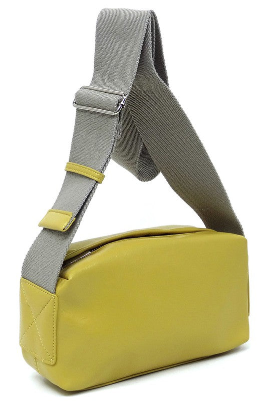 Wide Guitar Strap Boxy Crossbody Bag - Tigbul's Variety Fashion Shop
