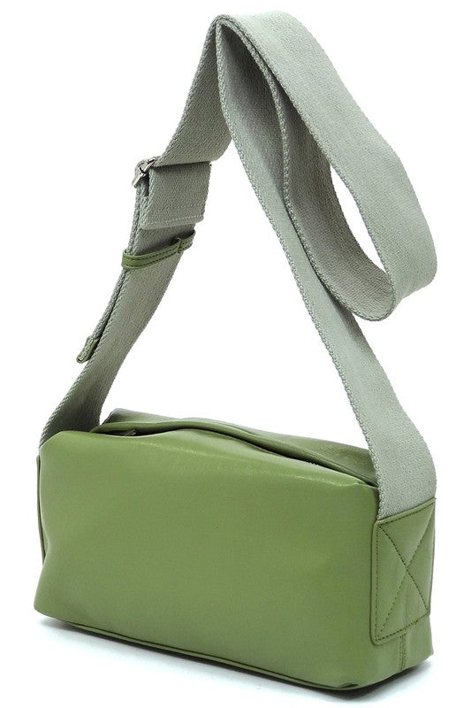 Wide Guitar Strap Boxy Crossbody Bag - Tigbul's Variety Fashion Shop