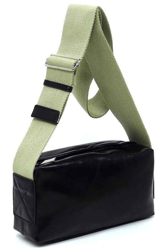 Wide Guitar Strap Boxy Crossbody Bag - Tigbul's Variety Fashion Shop