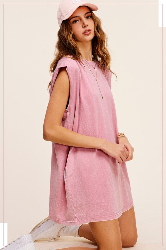Mineral Washed Sleeveless Dress with Side Pockets - Tigbul's Variety Fashion Shop