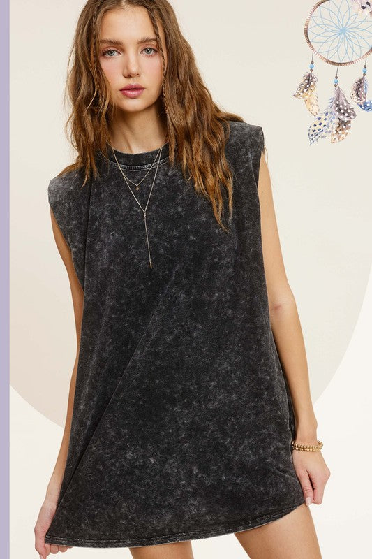 Mineral Washed Sleeveless Dress with Side Pockets - Tigbul's Variety Fashion Shop