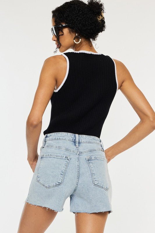 High Rise Crossover WB Shorts - Tigbul's Variety Fashion Shop
