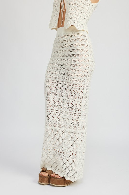 FITTED CROCHET MAXI SKIRT WITH SLIT - Tigbul's Variety Fashion Shop