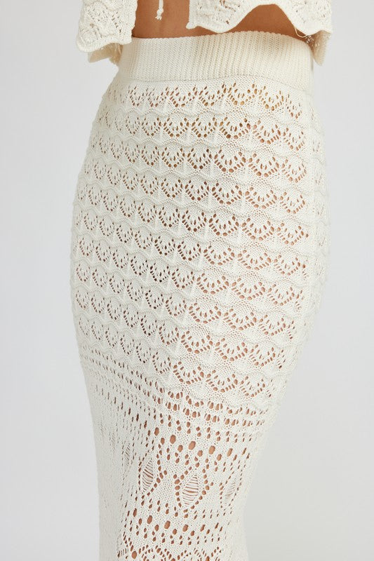FITTED CROCHET MAXI SKIRT WITH SLIT - Tigbul's Variety Fashion Shop