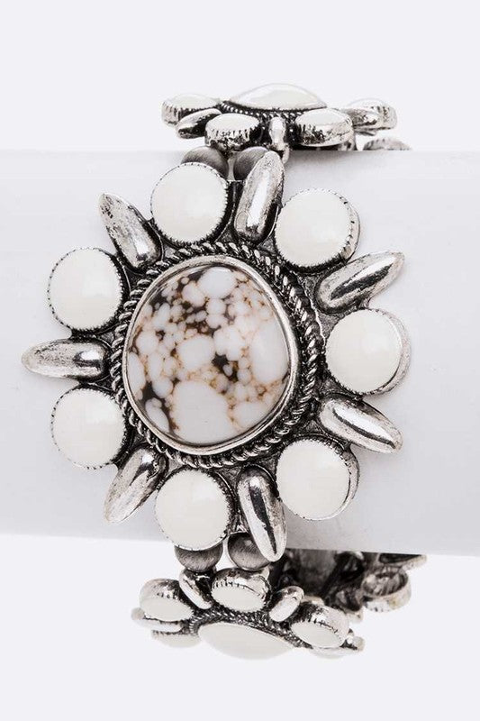 Genuine Stone Flower Stretch Bracelet - Tigbul's Variety Fashion Shop