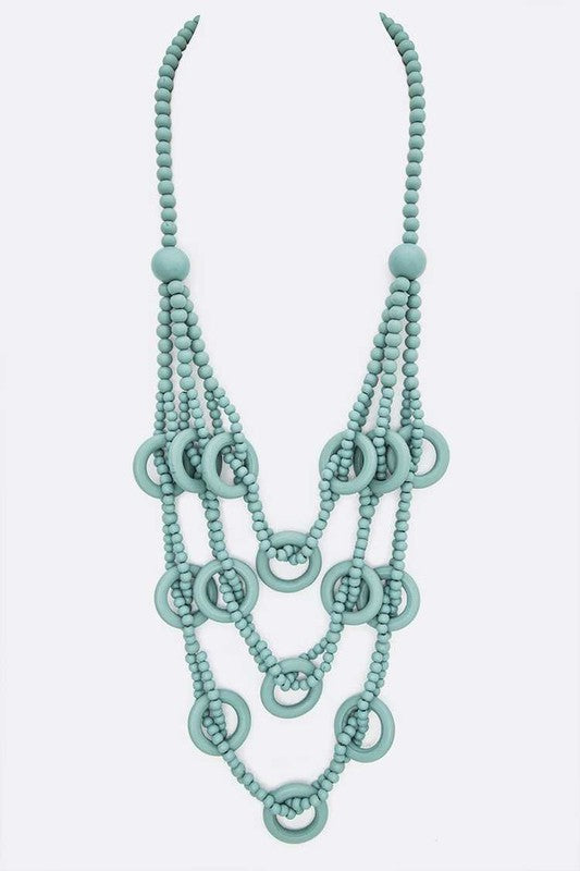 Mix Wooden Beads Layered Statement Long Necklace - Tigbul's Variety Fashion Shop