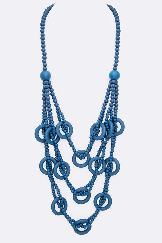 Mix Wooden Beads Layered Statement Long Necklace - Tigbul's Variety Fashion Shop