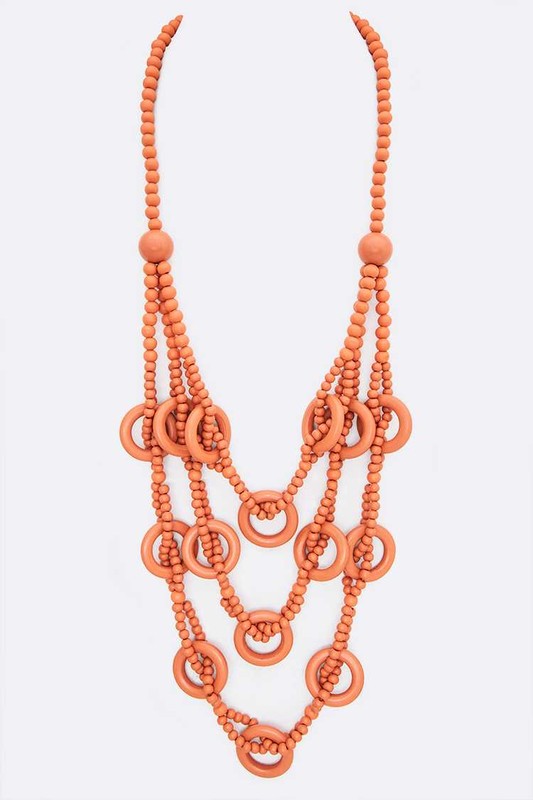 Mix Wooden Beads Layered Statement Long Necklace - Tigbul's Variety Fashion Shop