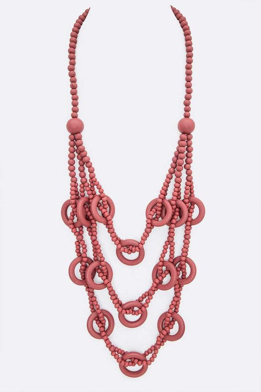 Mix Wooden Beads Layered Statement Long Necklace - Tigbul's Variety Fashion Shop
