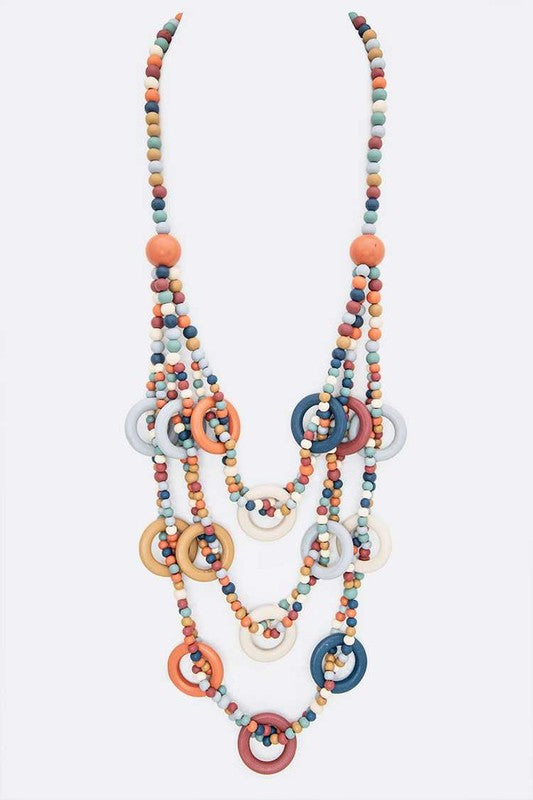 Mix Wooden Beads Layered Statement Long Necklace - Tigbul's Variety Fashion Shop