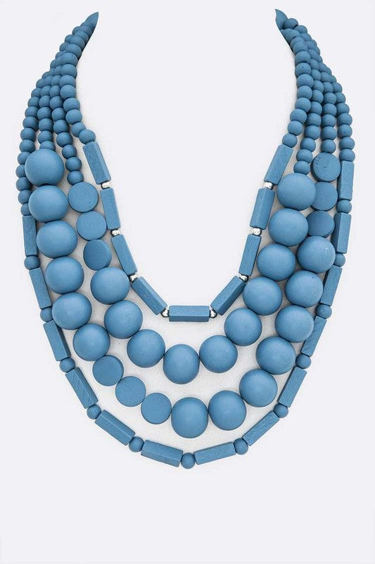 Wooden Beads Layer Statement Necklace - Tigbul's Variety Fashion Shop
