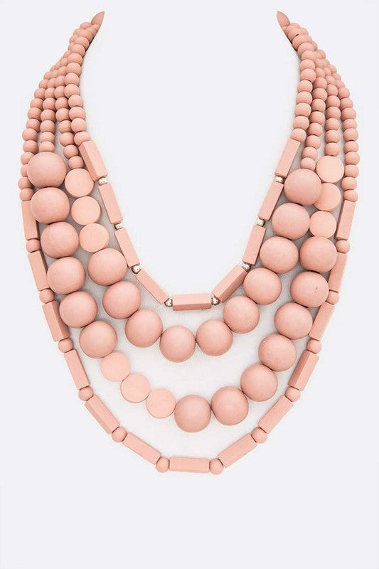 Wooden Beads Layer Statement Necklace - Tigbul's Variety Fashion Shop